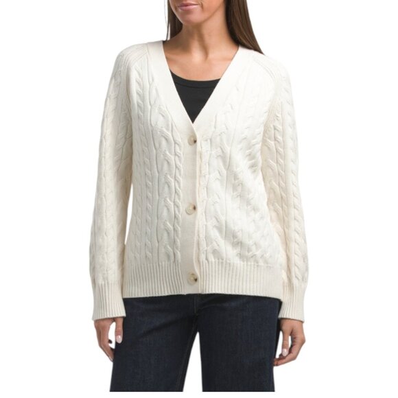 CYRUS cream Thick Cable Cardigan - Picture 1 of 2